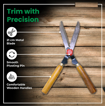 Garden Hedge Shears with Wooden Handle